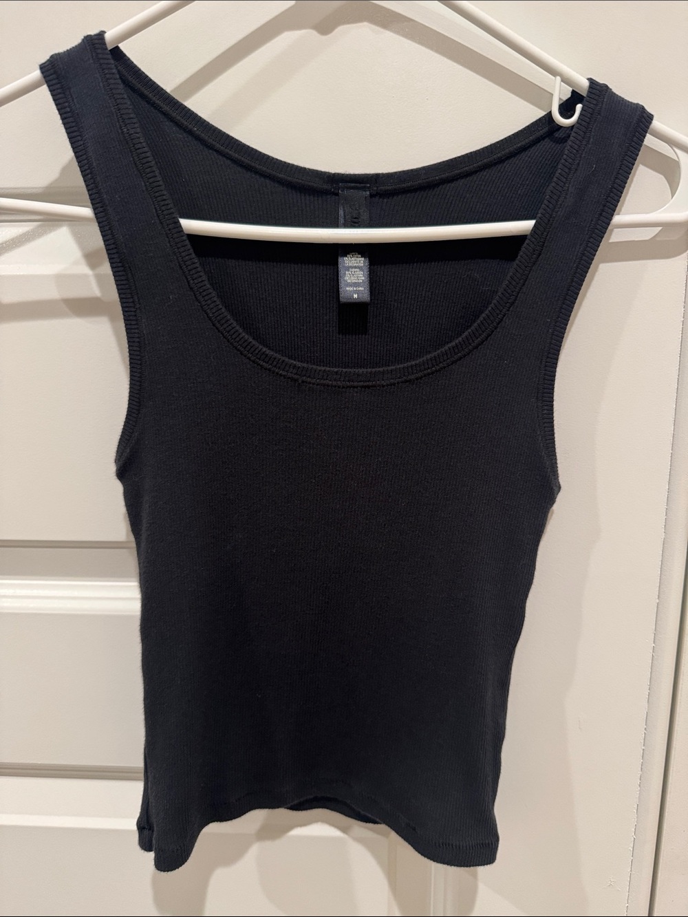 Skims Washed Black Ribbed Tank Cropped Size Medium
